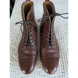 Amberjack Brown Leather Cap Toe Lace-Up Boots – Men's "The Boot" Chestnut 12M
